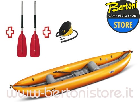 Canoa Gonfiabile Rafting K1 N Arancio 043865-O (3C/11C) + 1 Pompa + 1 Pagaia Divisibile GUMOTEX