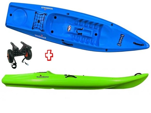 Canoa Rigida in Polietilene Funny Base Fishing RAINBOW + carrellino