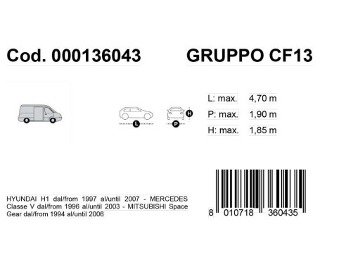 Copriauto Gabardine Car mod. VAN 13