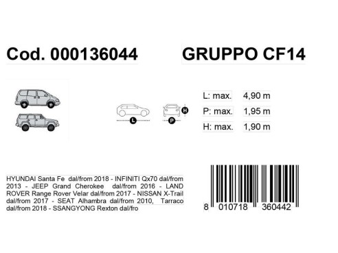 Copriauto Gabardine Car mod. VAN 14
