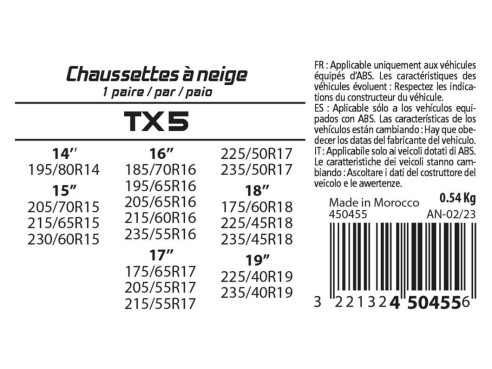 Calze da neve in tessuto gruppo TX5